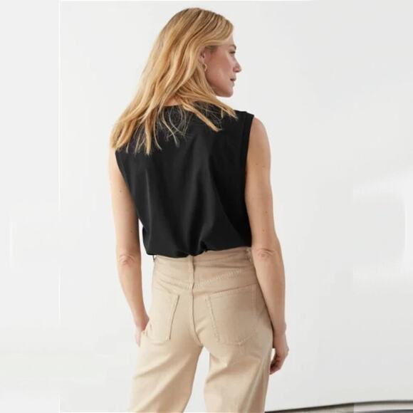 & Other Stories Cotton Sleeveless Tank Top Black Tee NWT - Picture 12 of 12